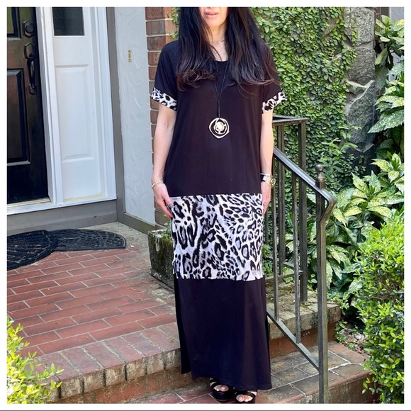 Color block loose fit side pockets maxi dress - Picture 3 of 5